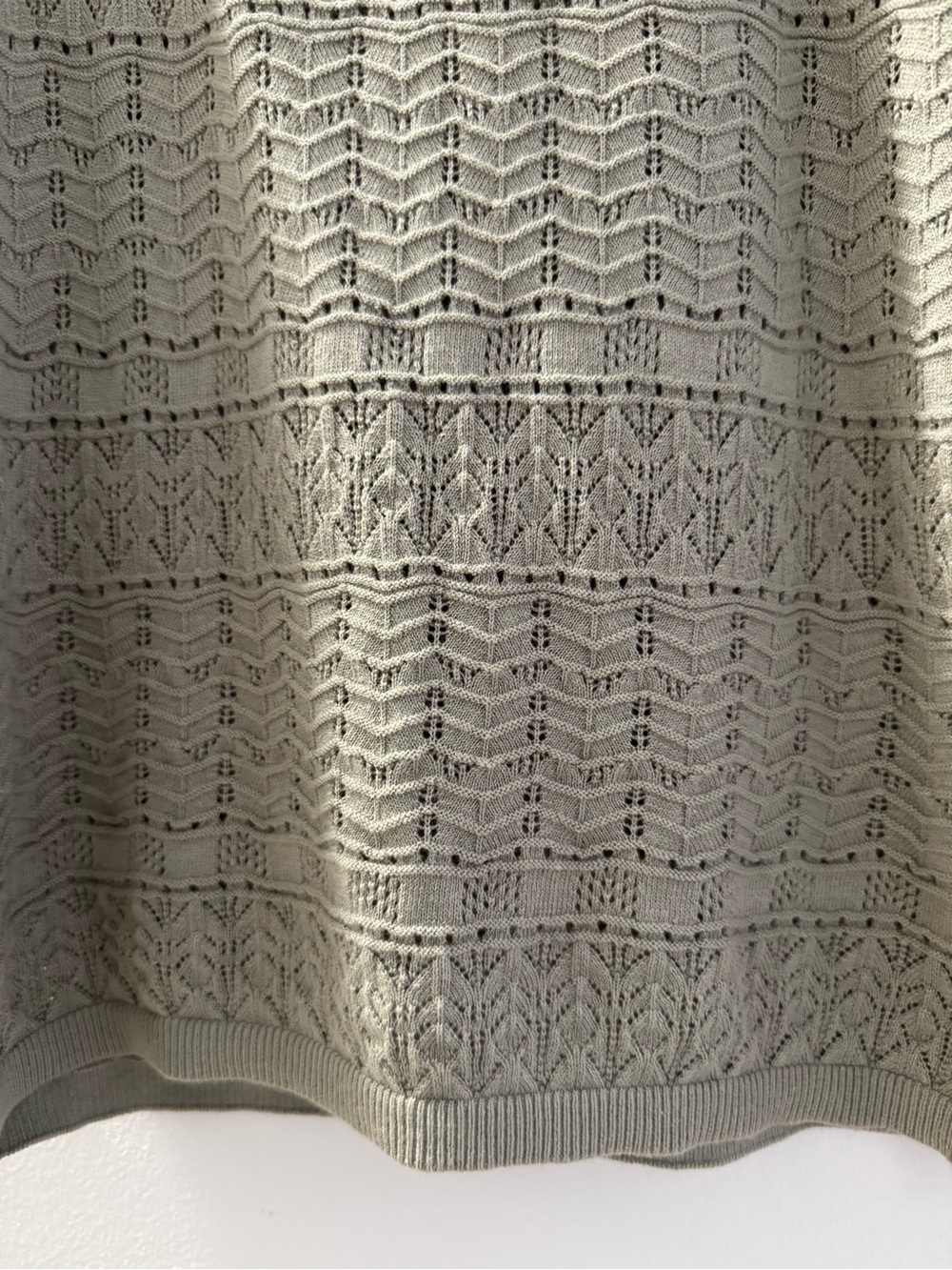 PAIGE Openwork Knit Short Sleeve Top in Sage Green - Picture 7 of 12